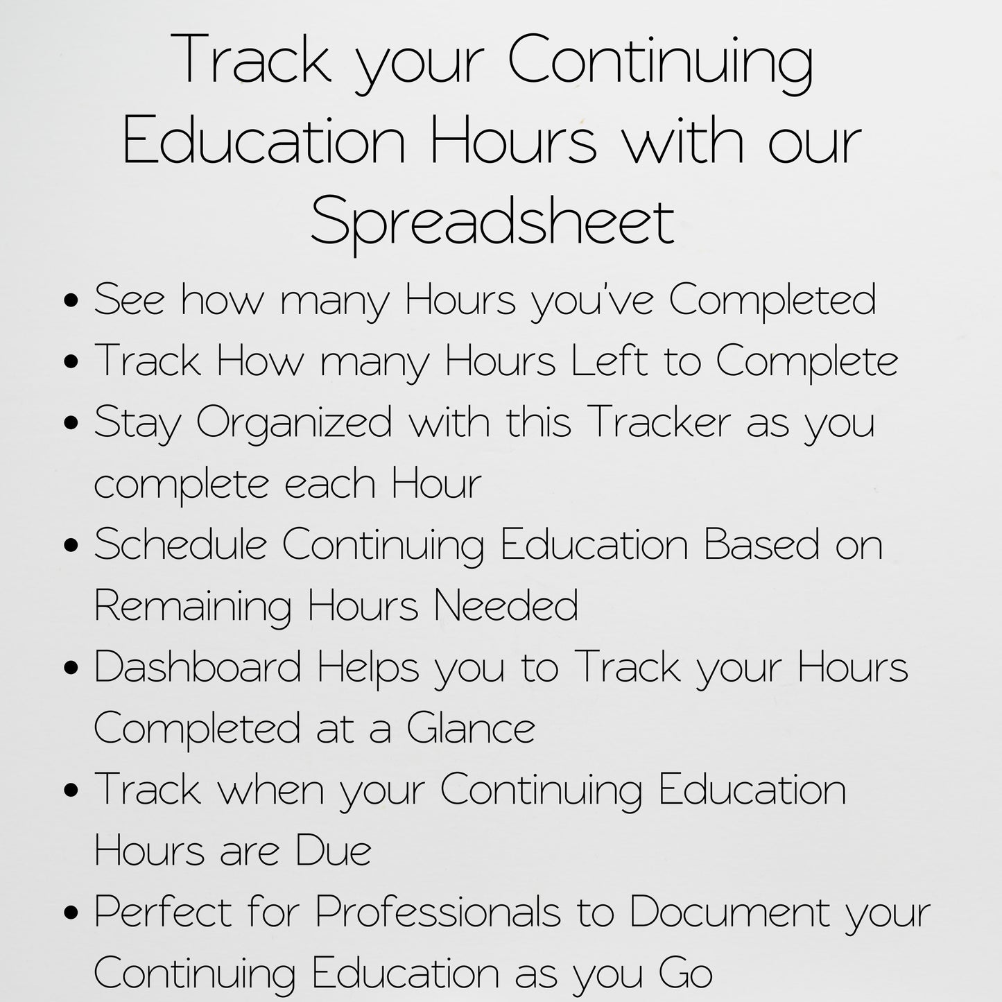 Continuing Education Tracker Template Excel Spreadsheet and Google Sheets