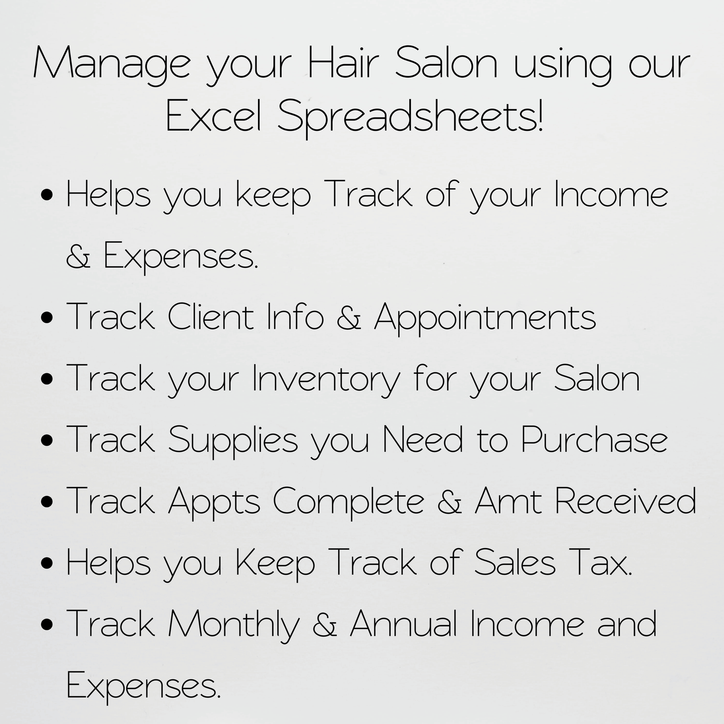 Hair Salon Business Bundle Template Google Sheets Excel Spreadsheet