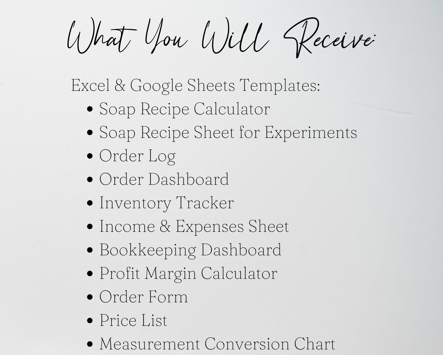 Soap Making Business Template Bundle Google Sheet and Excel Spreadsheet