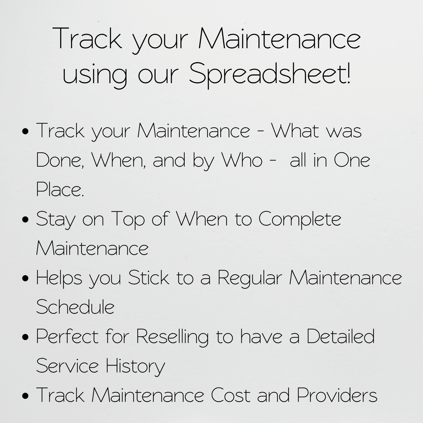 Maintenance Tracker Template for Google Sheets and Excel Spreadsheet