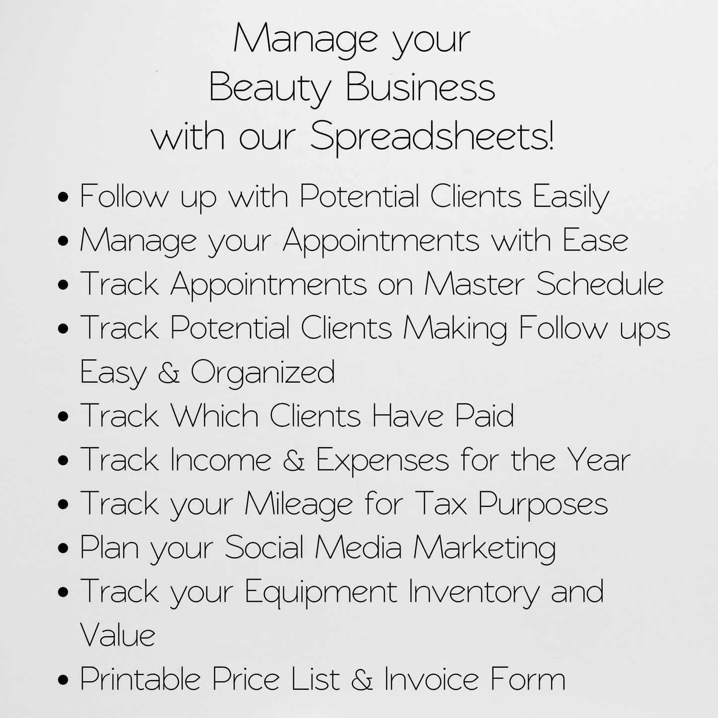 Beauty Business Planner Spreadsheet Google Sheets & Excel | Salon Management Template for Client Tracking, Appointments, Income & Expenses