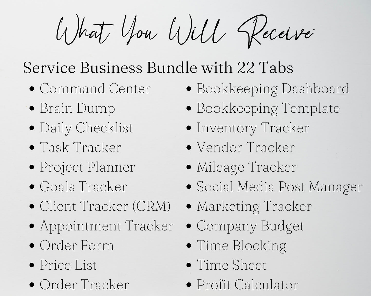 Service Business Management Template Bundle | Client Tracker, CRM, Bookkeeping, Inventory & Appointment Tracker - Google Sheets and Excel Spreadsheet Template