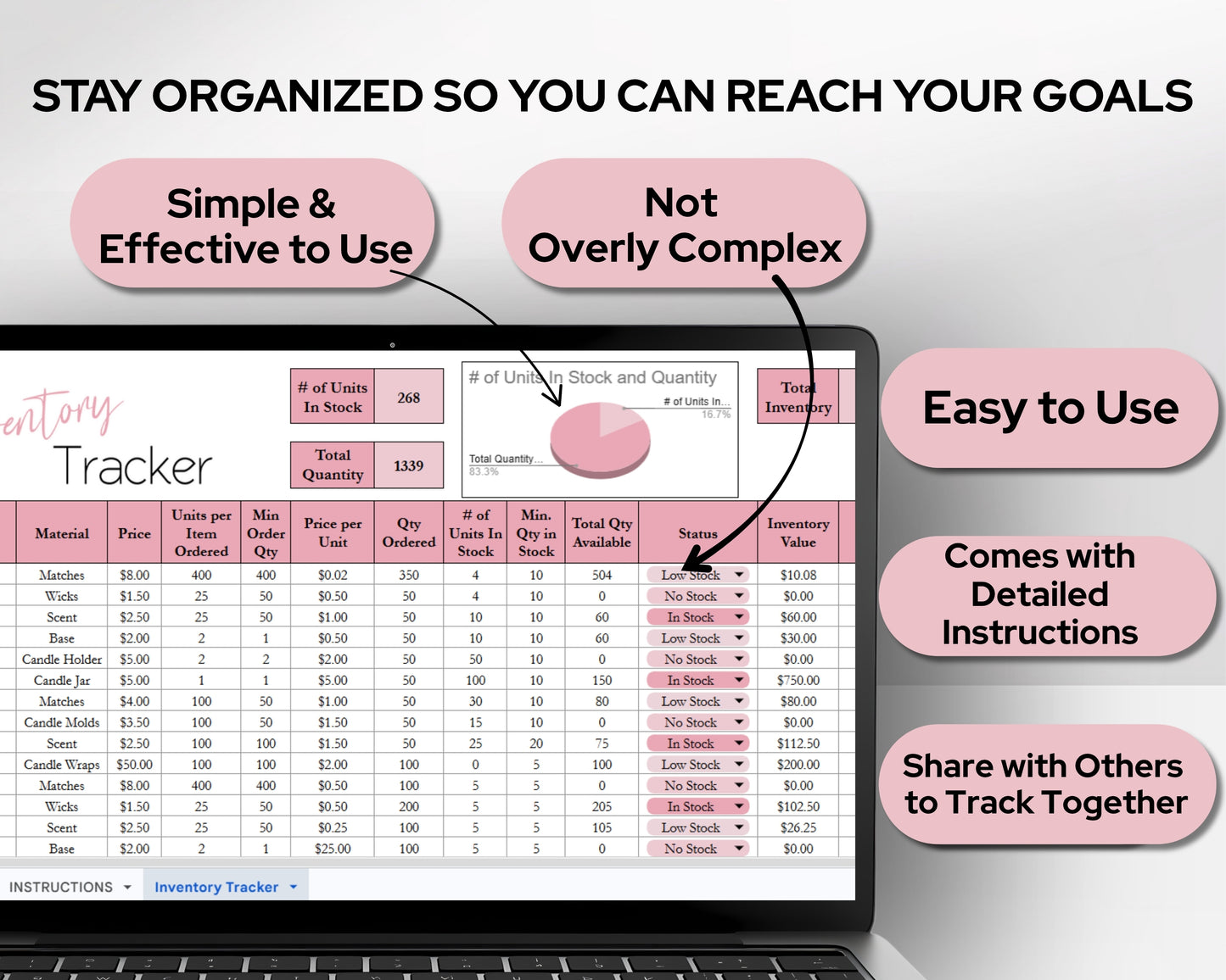 Inventory Tracker Spreadsheet | Inventory Management Template with Stock, Supplier & Purchase Order Tracking for Small Business
