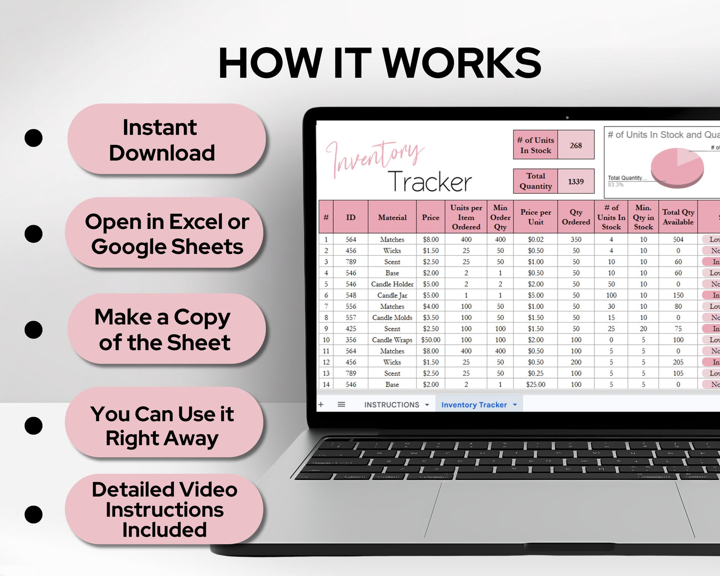 Inventory Tracker Spreadsheet | Inventory Management Template with Stock, Supplier & Purchase Order Tracking for Small Business