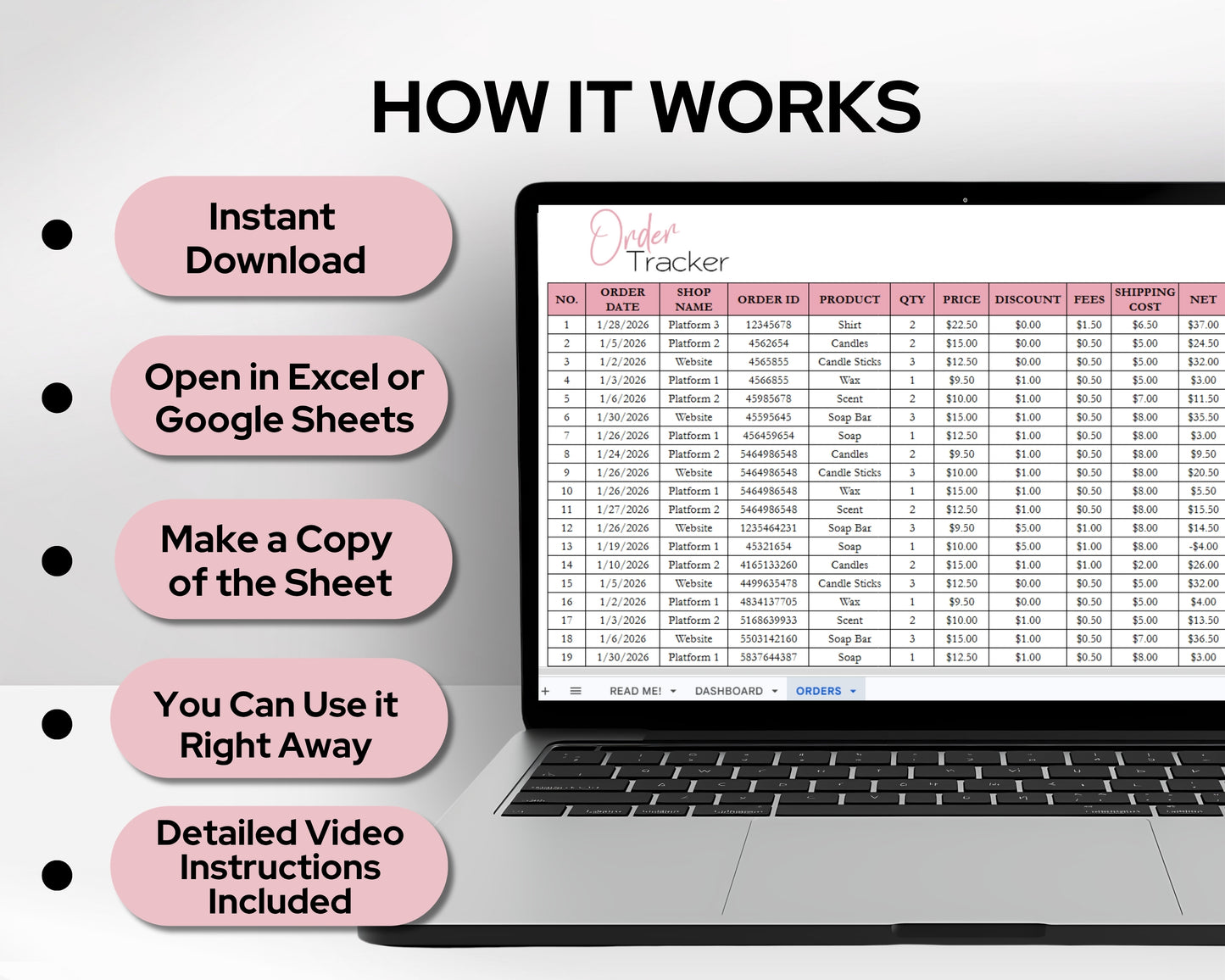 Order Tracker Spreadsheet Template | Track Sales, Customers, Shipping & Profit |  Google Sheets & Excel