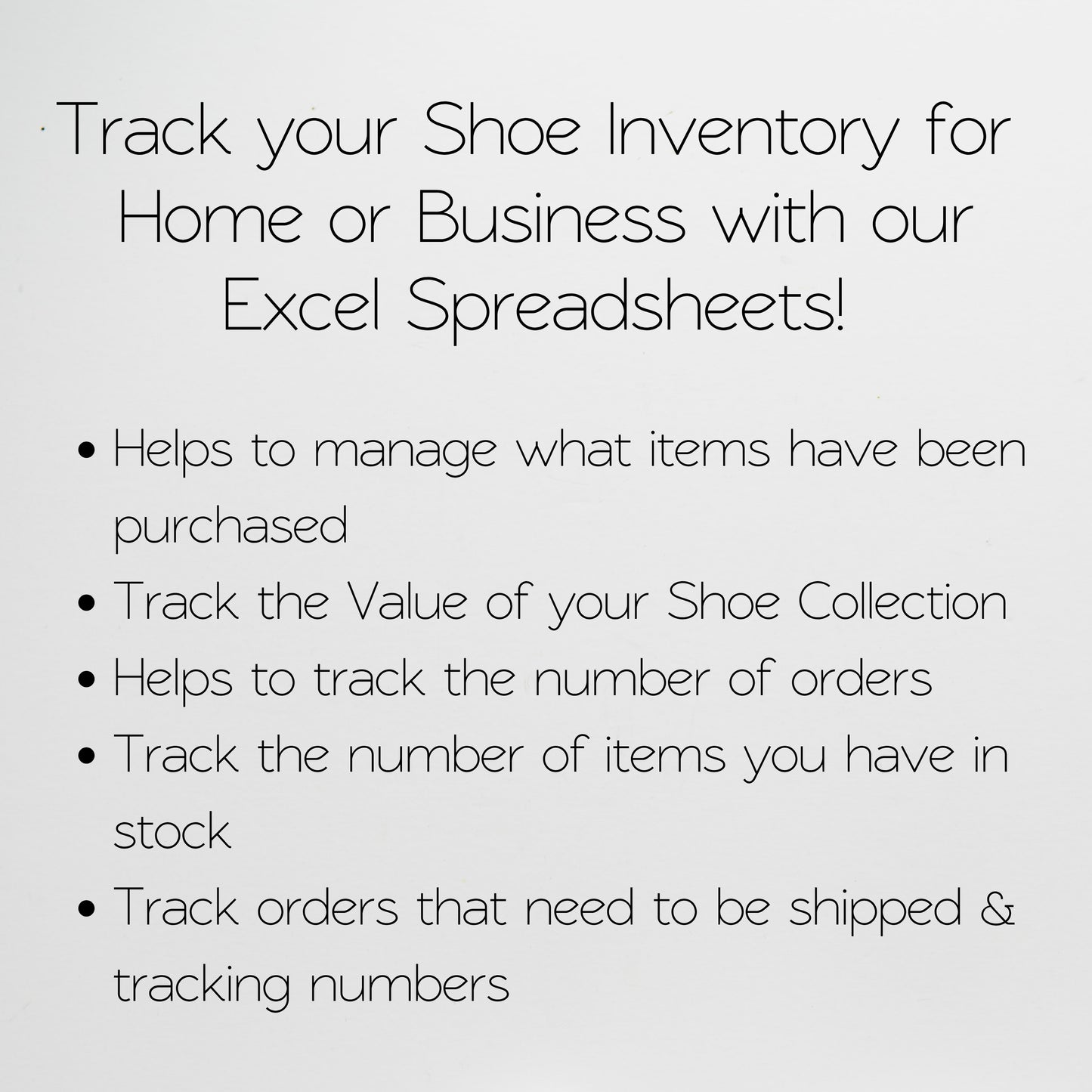 Shoes Inventory Tracker Google Sheet and Excel Spreadsheet Template.