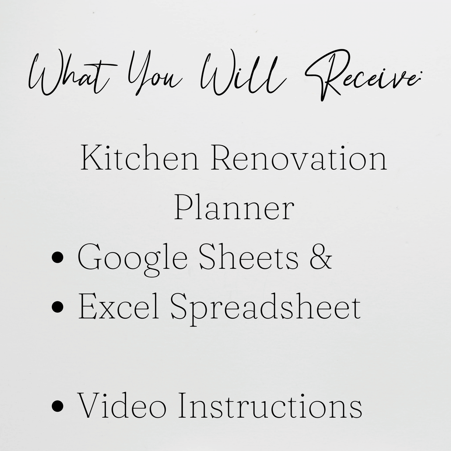 Kitchen Renovation Planner Google Sheets and Excel Spreadsheet