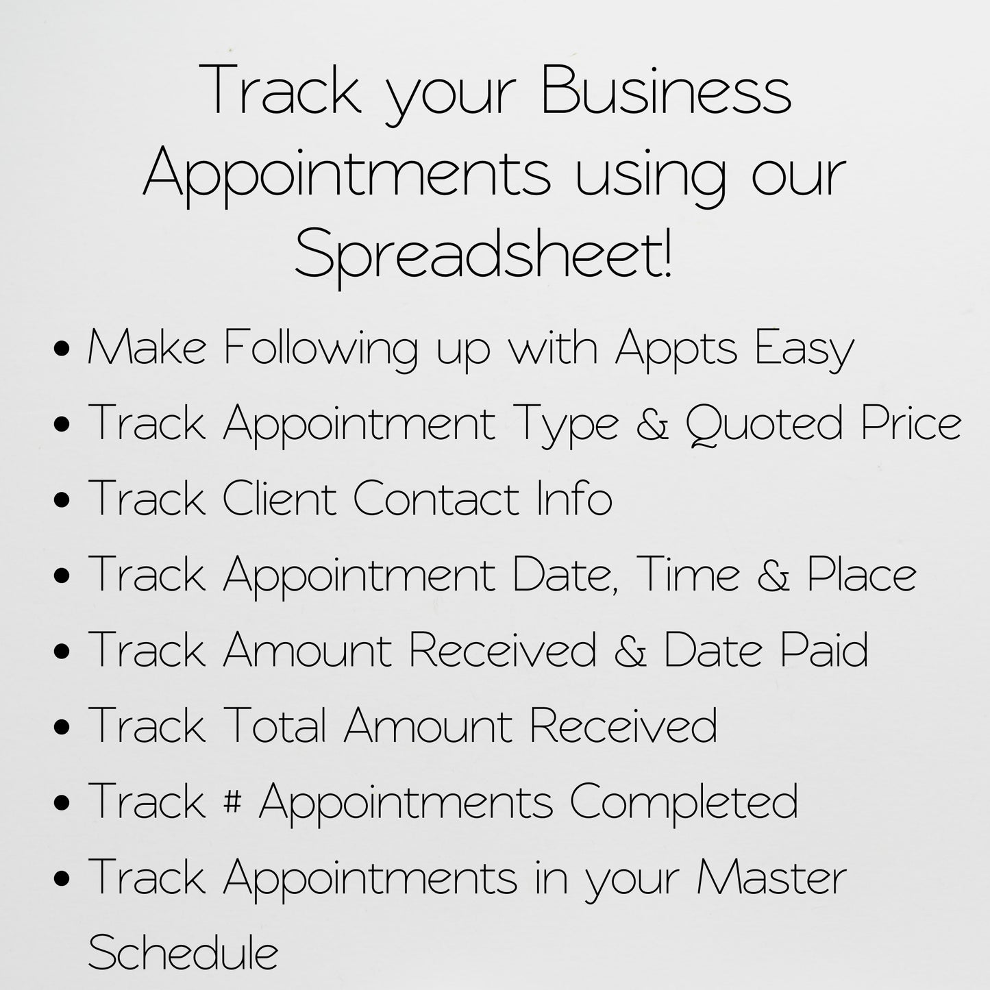 Business Appointment Tracker Template Google Sheets and Excel Spreadsheet