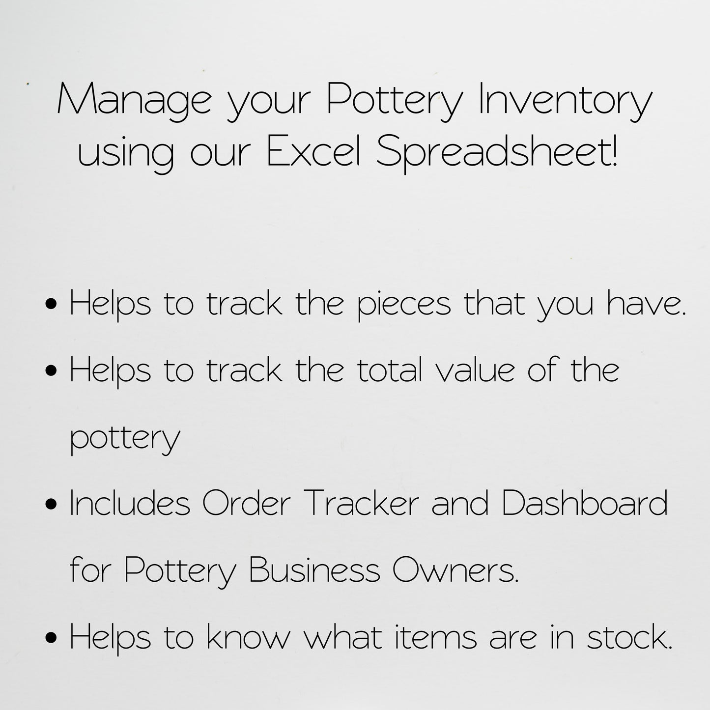 Pottery Inventory Tracker Template Google Sheet and Excel Spreadsheet