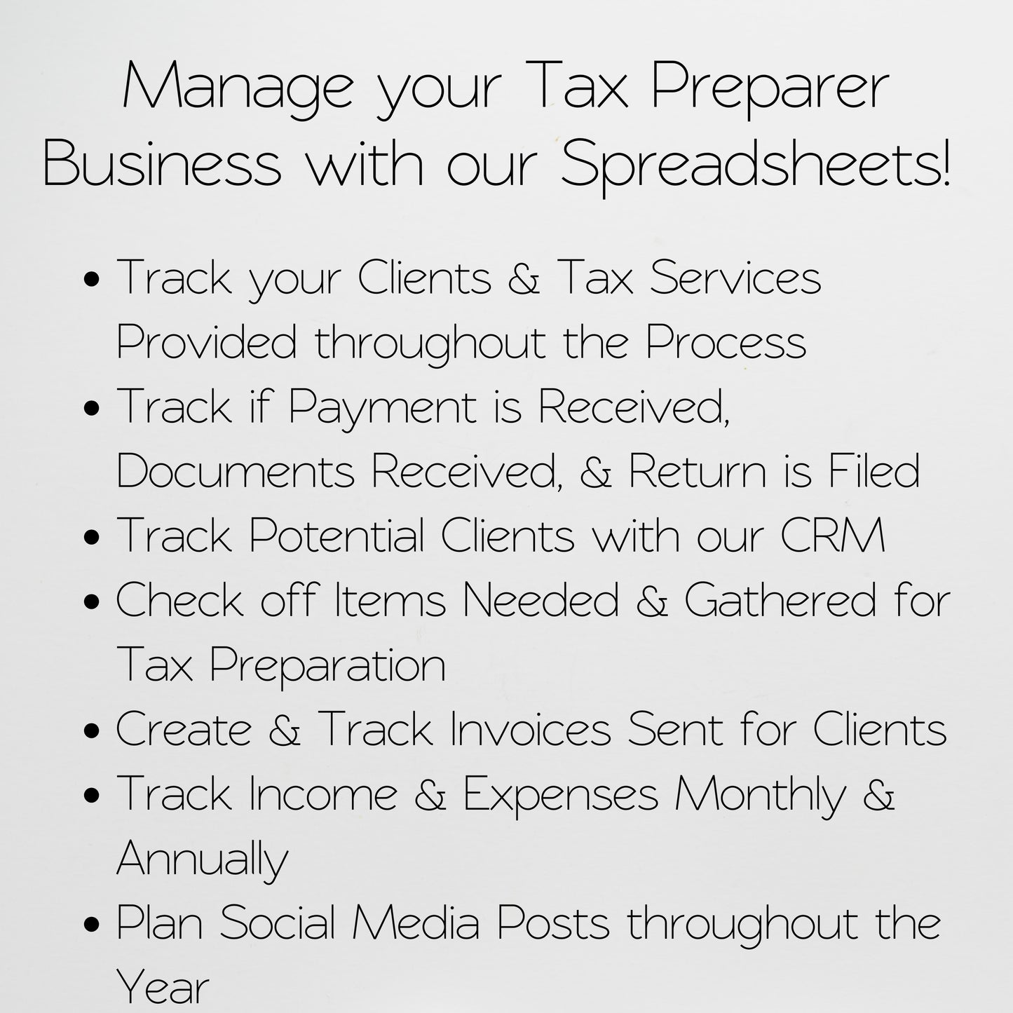 Tax Preparer Planner Template Bundle Google Sheet and Excel Spreadsheet - for EA, CPA, Tax Accountant Business Owners