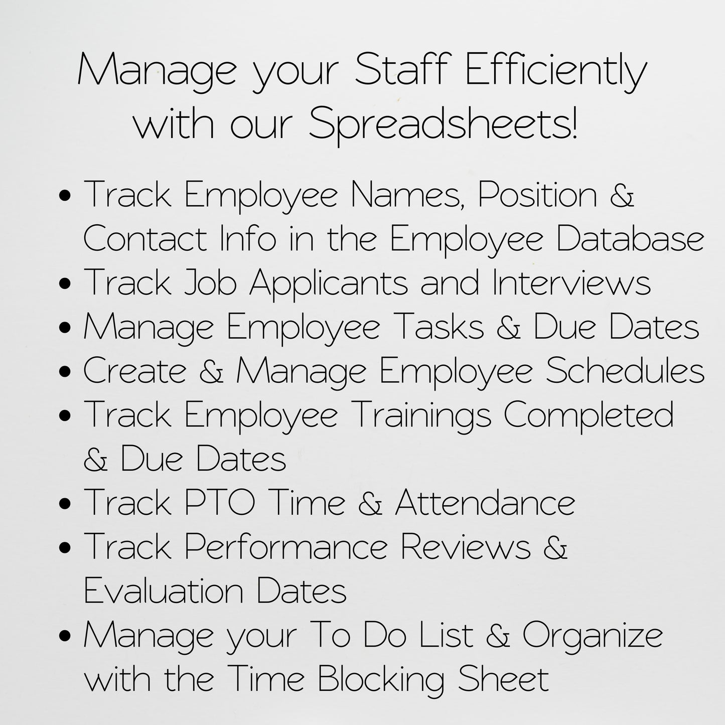 Employee Management Template Planner for Small Business Google Sheet and Excel Spreadsheet Bundle