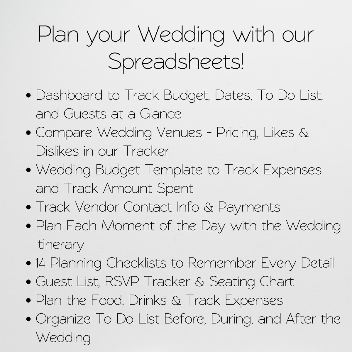 Wedding Planner Spreadsheet Template Google Sheets and Excel | Digital Wedding Organizer Brides & Wedding Coordinators