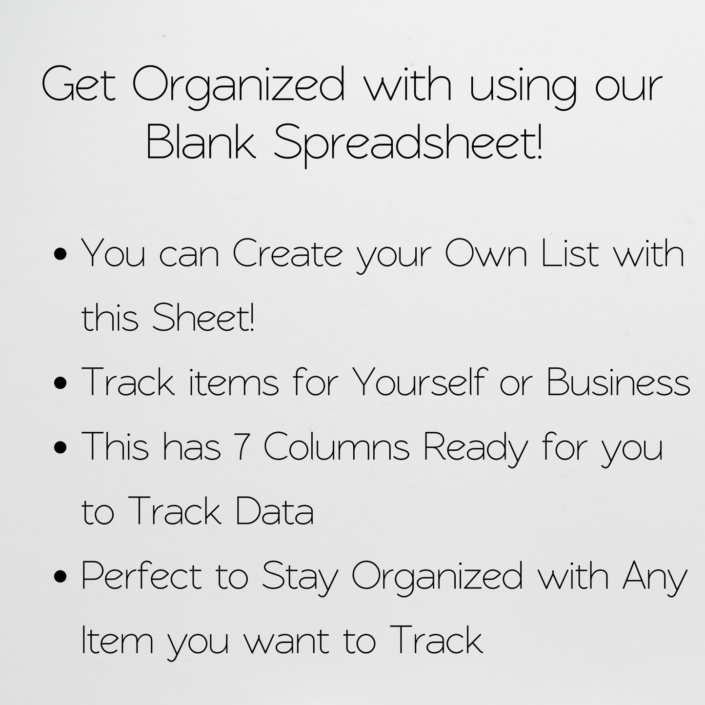 Blank Spreadsheet Template Google Sheets and Excel Spreadsheet - Easy to Customize for Your Information