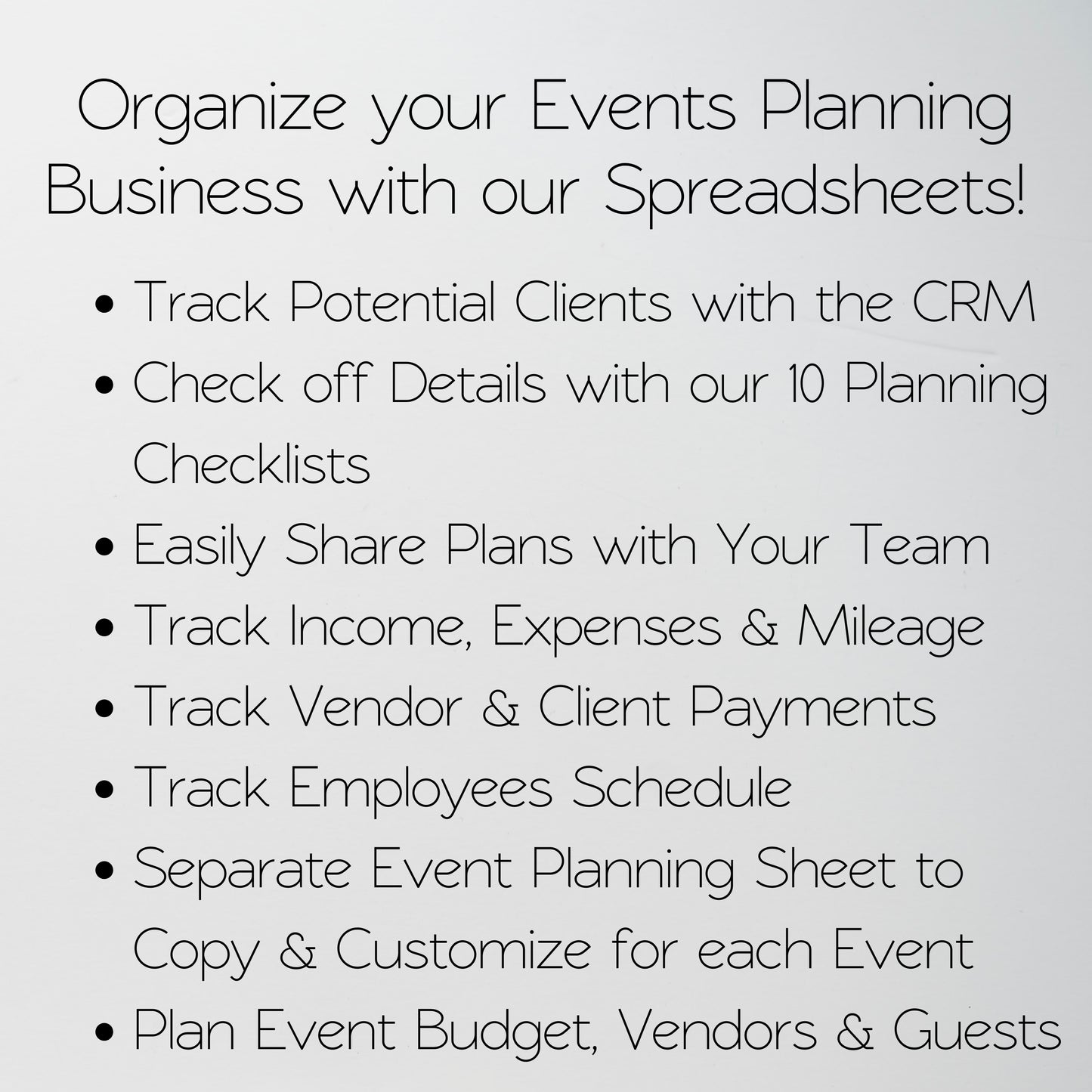 Event Planning Business Template Bundle Google Sheet and Excel Spreadsheet