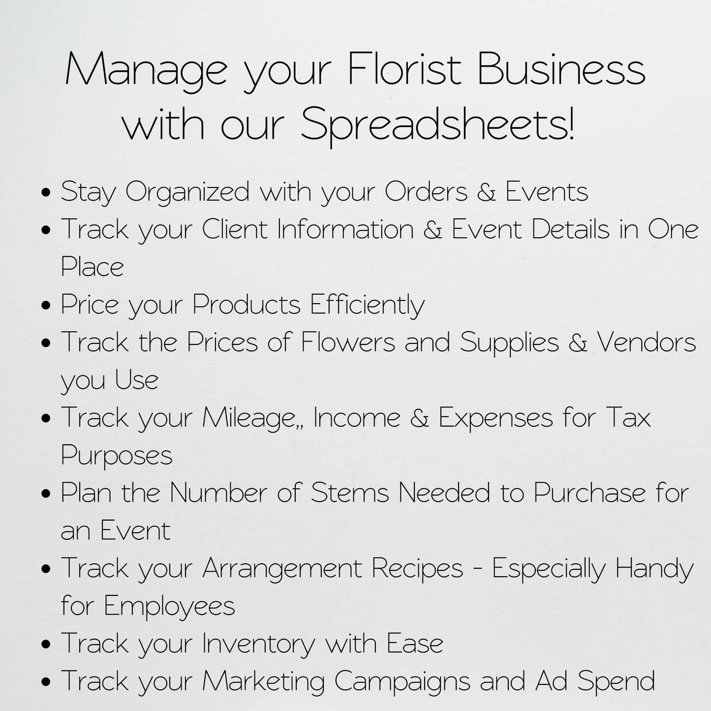 Florist Business Planner Template Bundle Google Sheet and Excel Spreadsheet