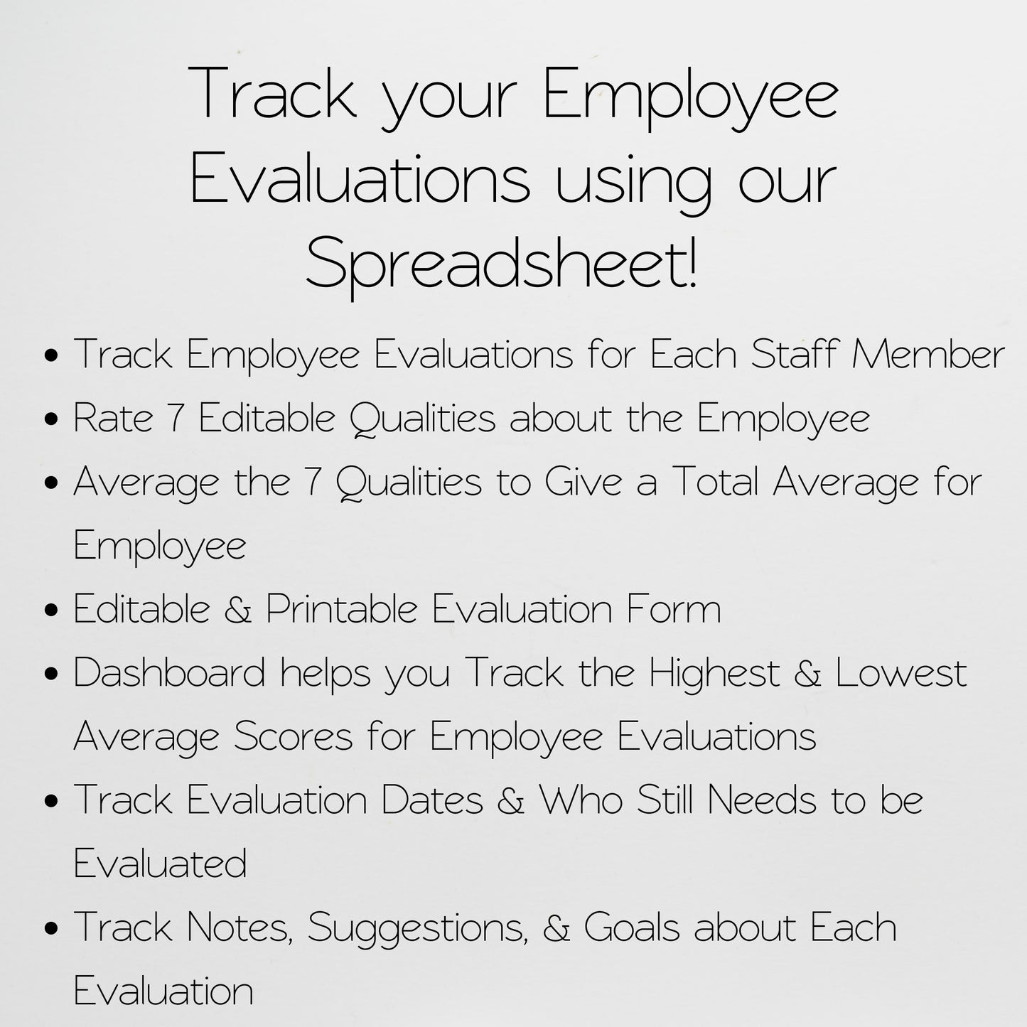 Employee Evaluation Tracker Template Google Sheets and Excel Spreadsheet - Performance Review