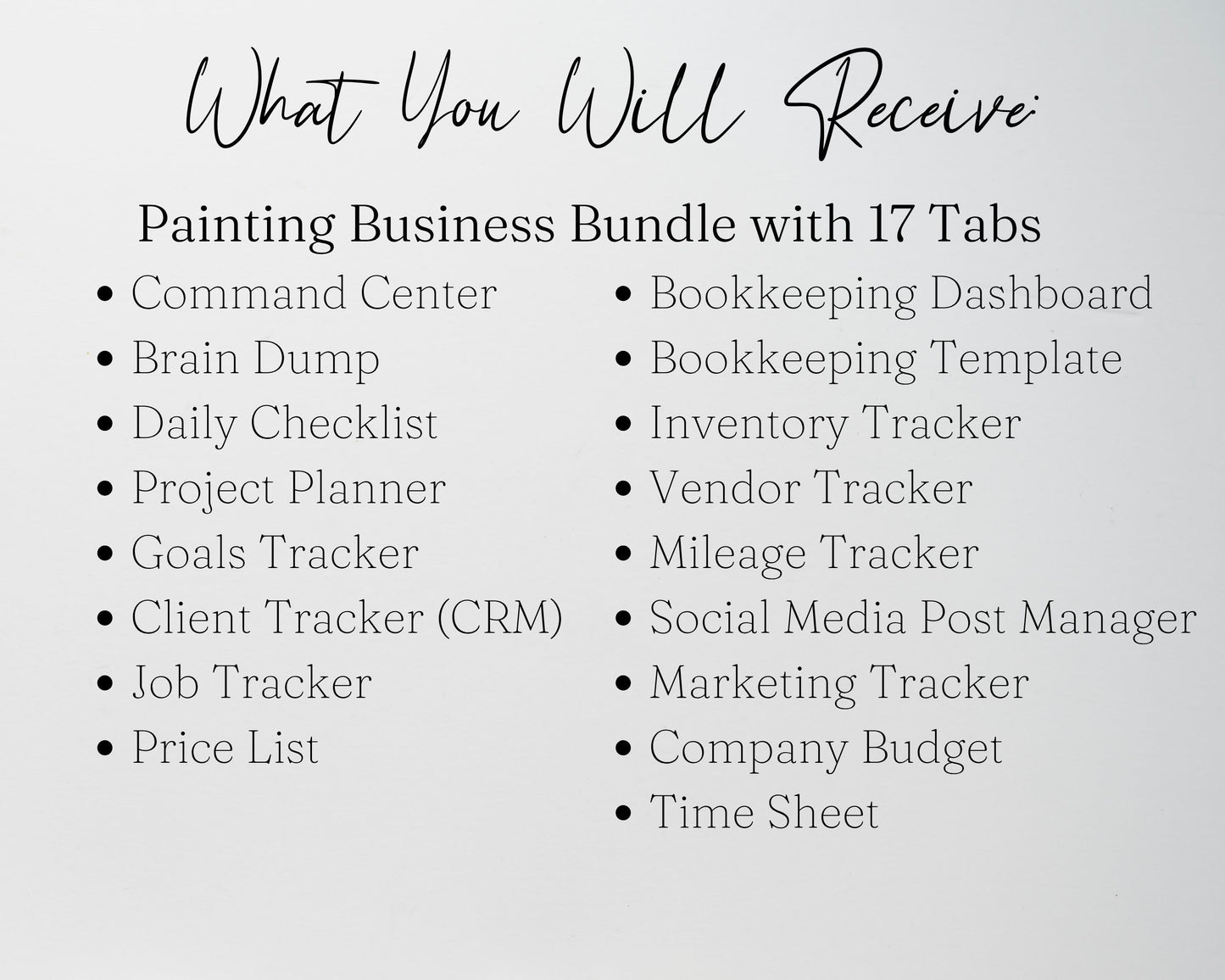 Painting Business Template Google Sheets & Excel Spreadsheet for Painters, Contractors & Handyman