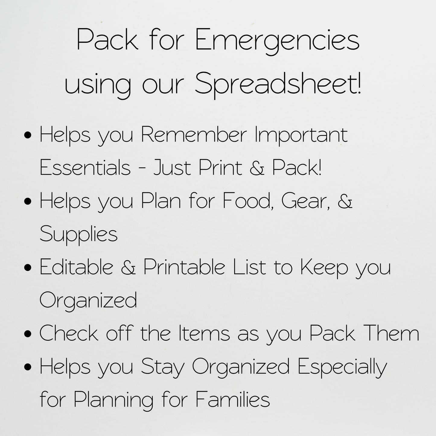 Emergency Supplies Kit Checklist Spreadsheet Template Google Sheets and Excel Spreadsheet