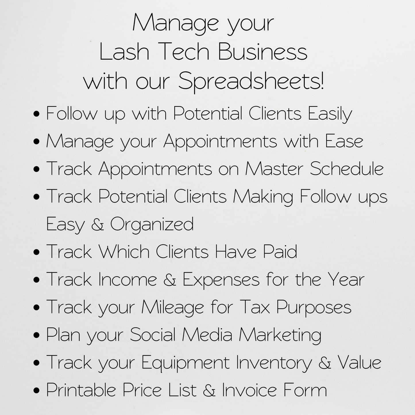 Lash Tech Business Bundle | Google Sheets & Excel Spreadsheet for Lash Artists | Client Tracker, Appointments, Bookkeeping & Business Planner