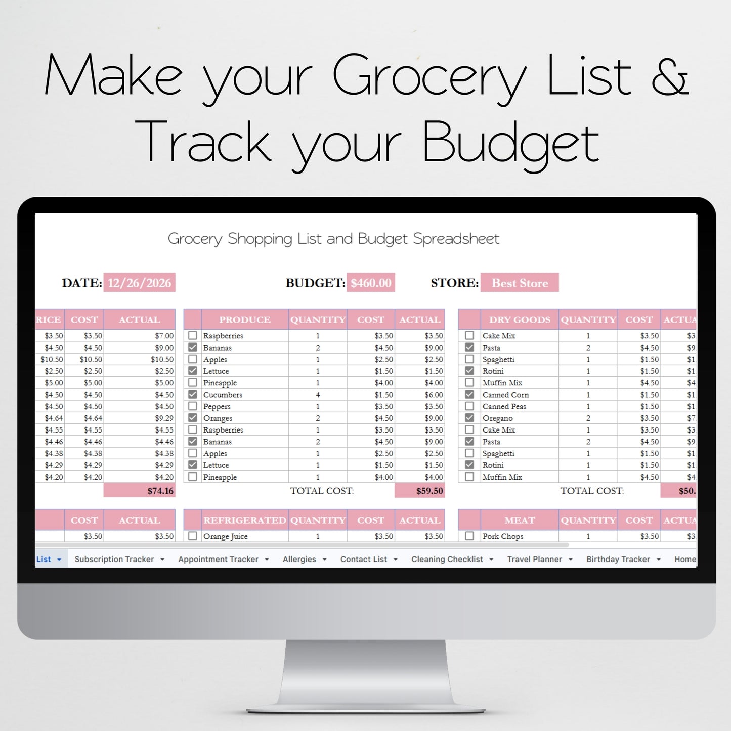 Home Management Bundle Template Google Sheets and Excel Spreadsheet