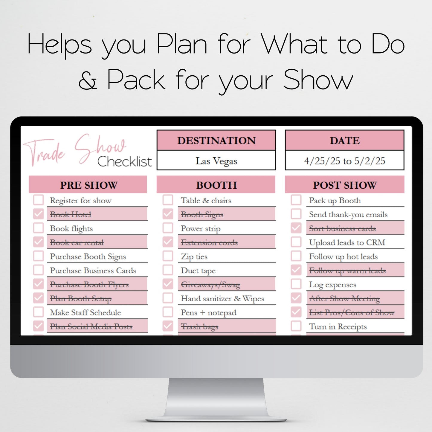 Trade Show Checklist Template for Google Sheets and Excel Spreadsheet