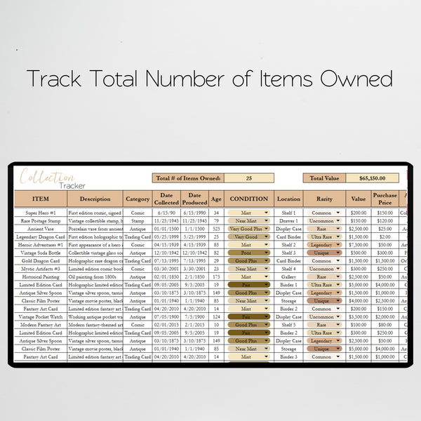 Collection Tracker Excel Spreadsheet and Google Sheets Template – Savvy ...