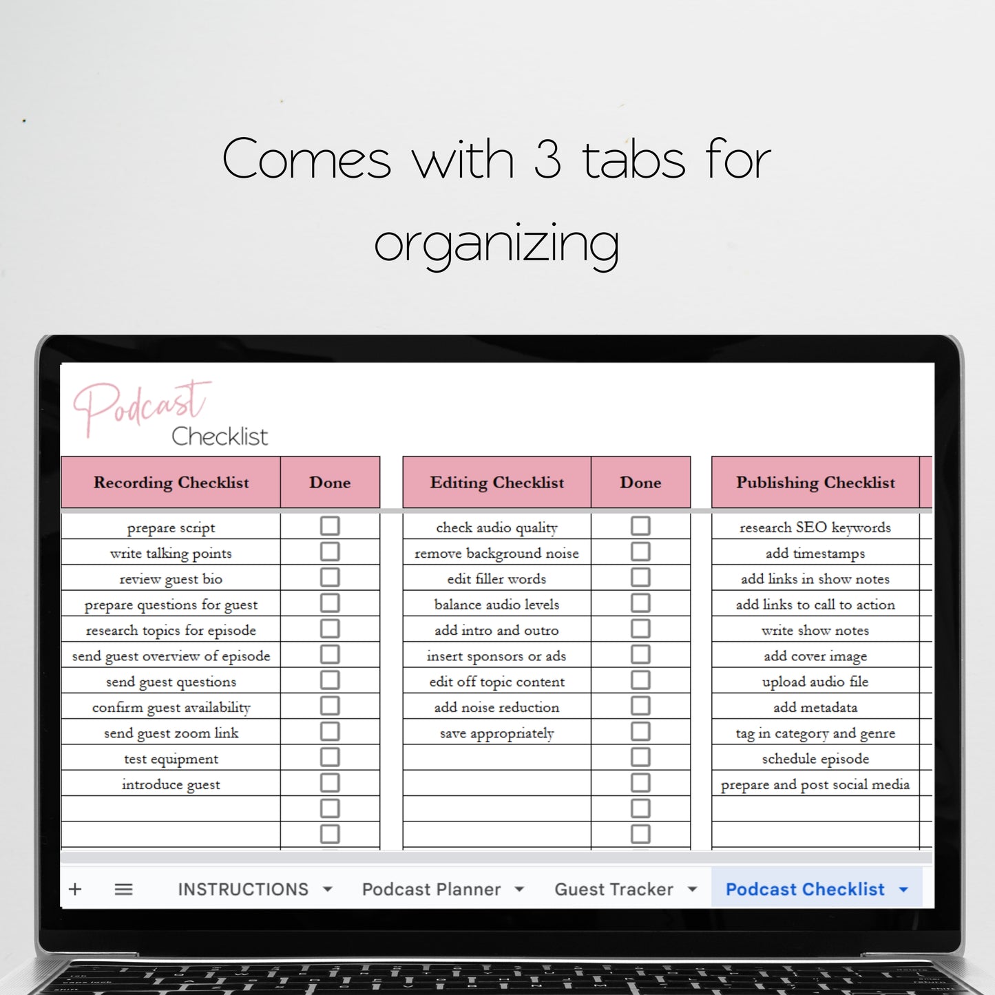 Podcast Planner Template Google Sheets