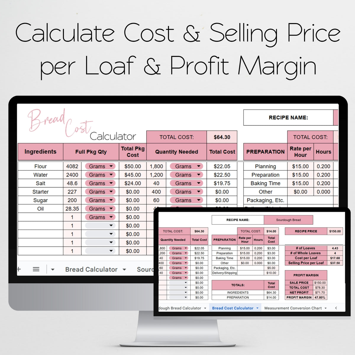 Bread Calculator Template Google Sheets and Excel Spreadsheet - Baking ...