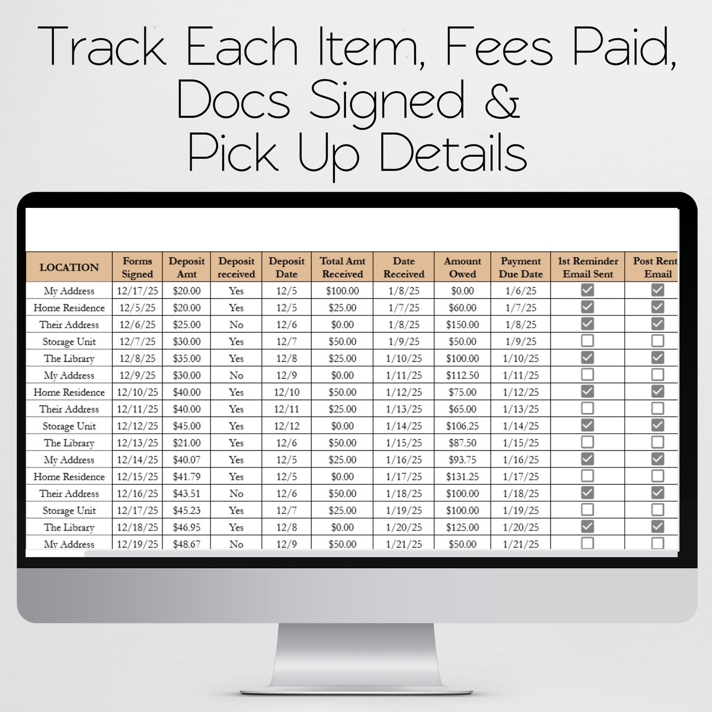 Equipment Rental Tracker Template Google Sheets and Excel Spreadsheet