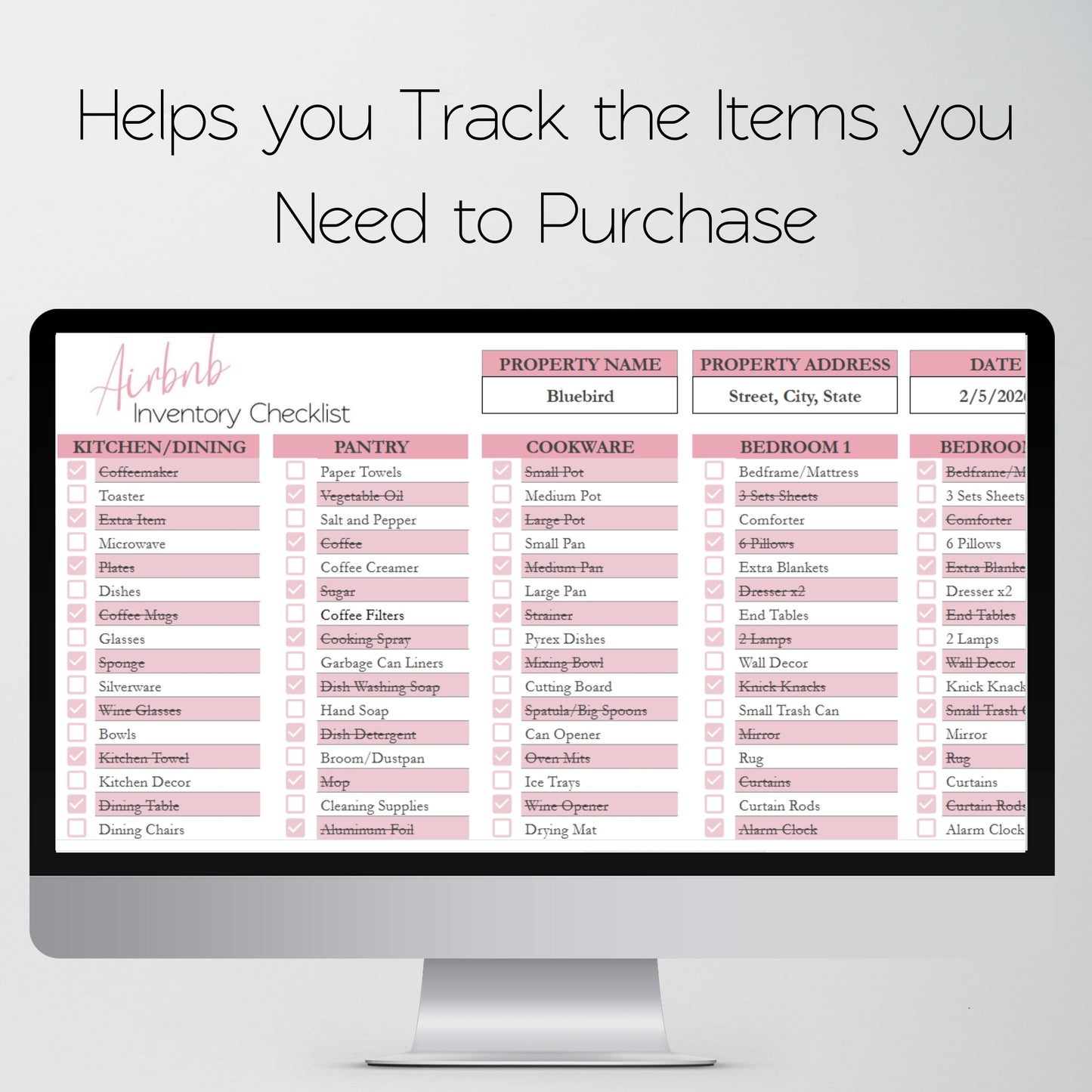 Airbnb Inventory Checklist Template Google Sheets Excel Spreadsheet
