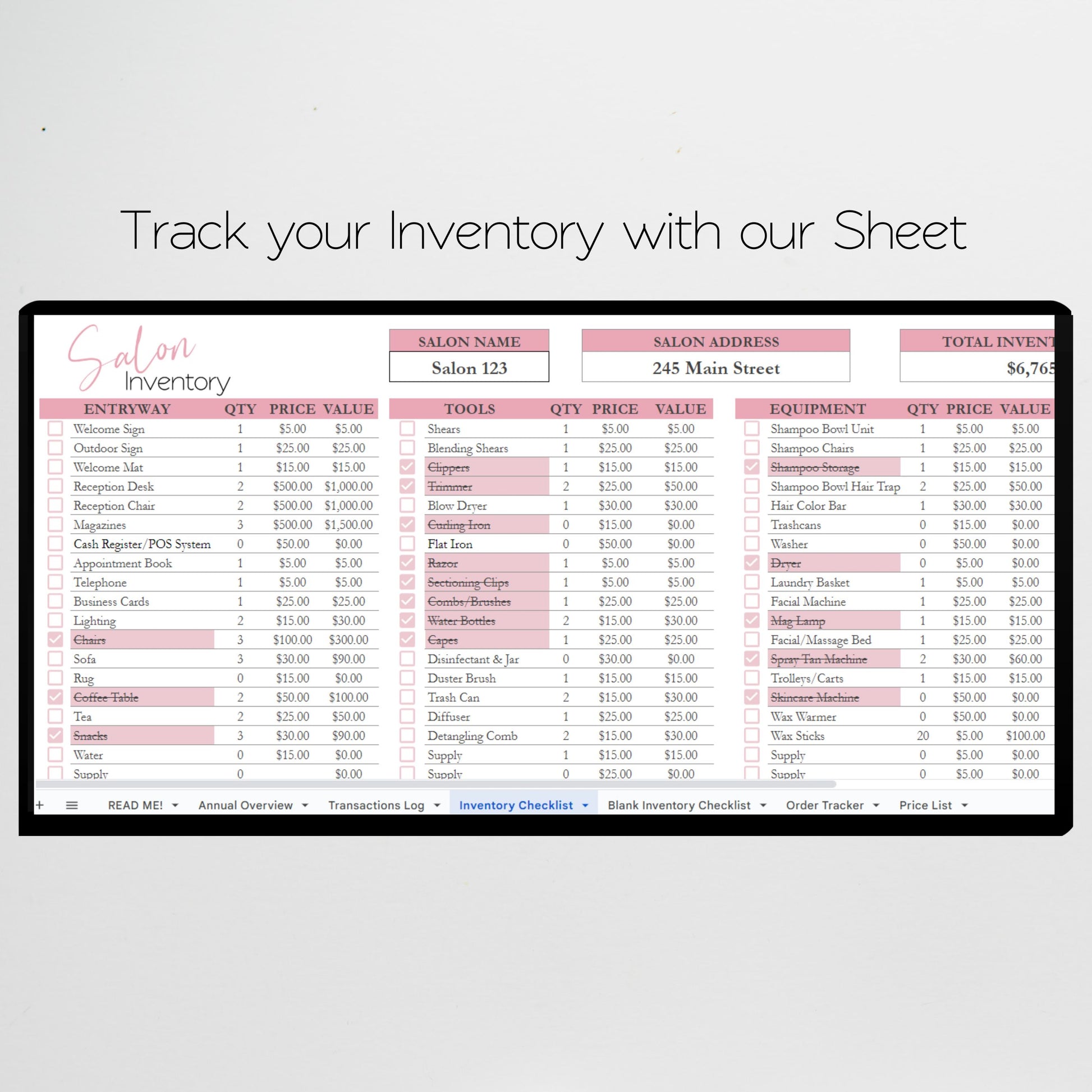 Hair Salon Business Bundle Template Google Sheets Excel Spreadsheet