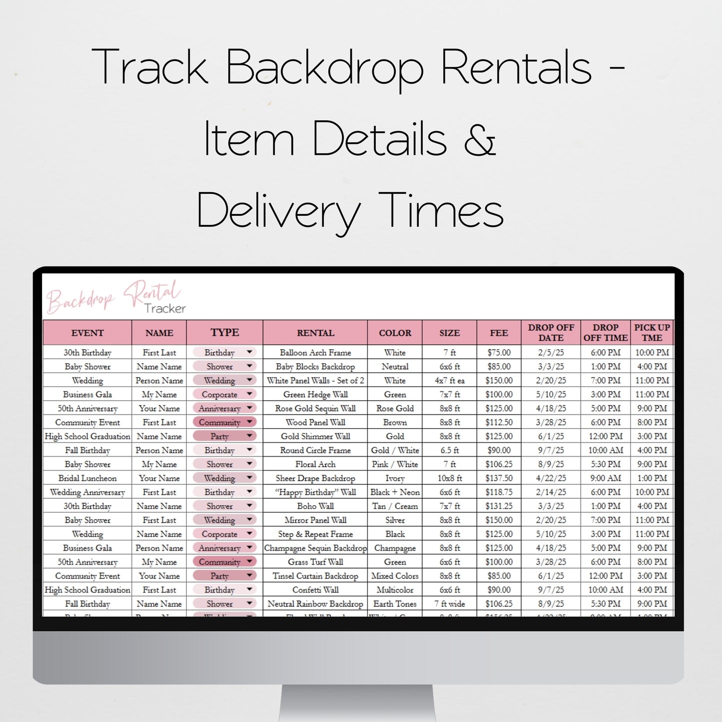 Balloon Business Template Bundle Google Sheet and Excel Spreadsheet