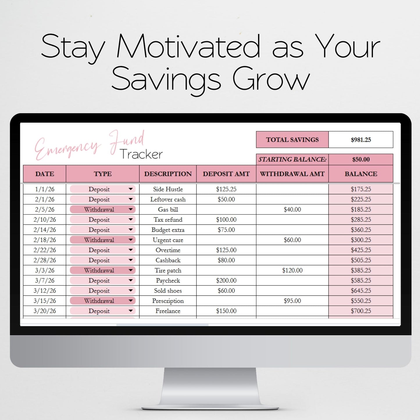 Emergency Fund Tracker Spreadsheet for Google Sheets & Excel | Savings Tracker, Sinking Fund, Budget Template, Personal Finance, Money Saving Goal