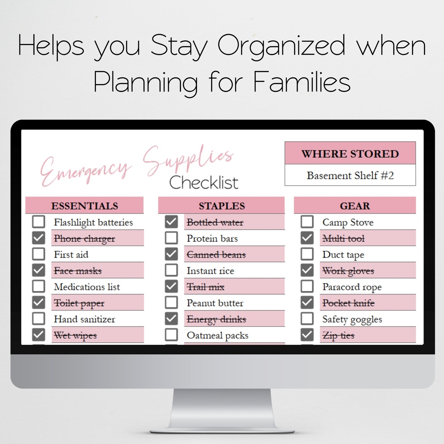 Emergency Supplies Kit Checklist Spreadsheet Template Google Sheets and Excel Spreadsheet