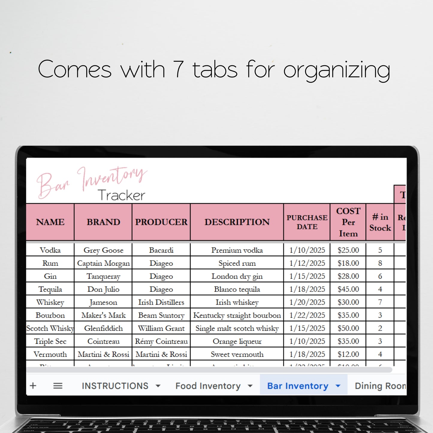 Restaurant Inventory Template Google Sheets