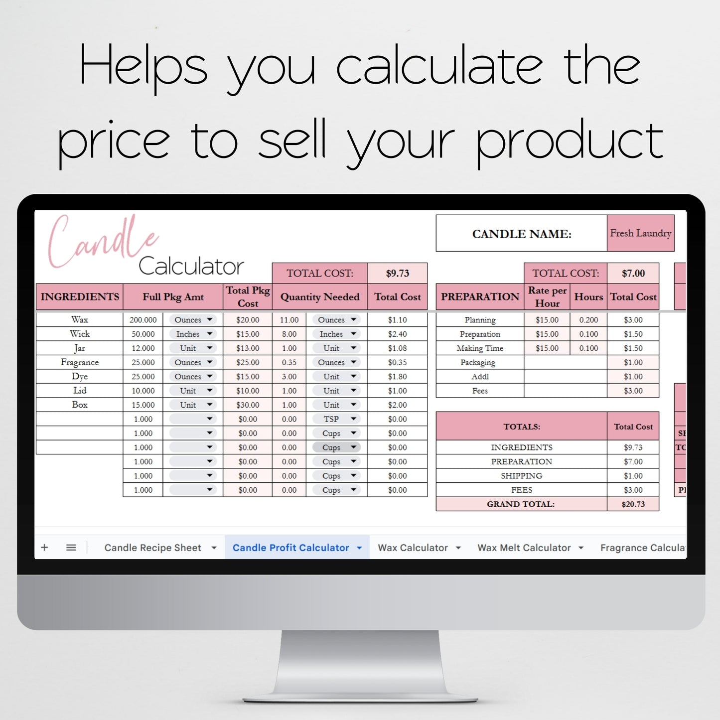 Candle Business Templates Bundle Google Sheets and Excel Spreadsheet