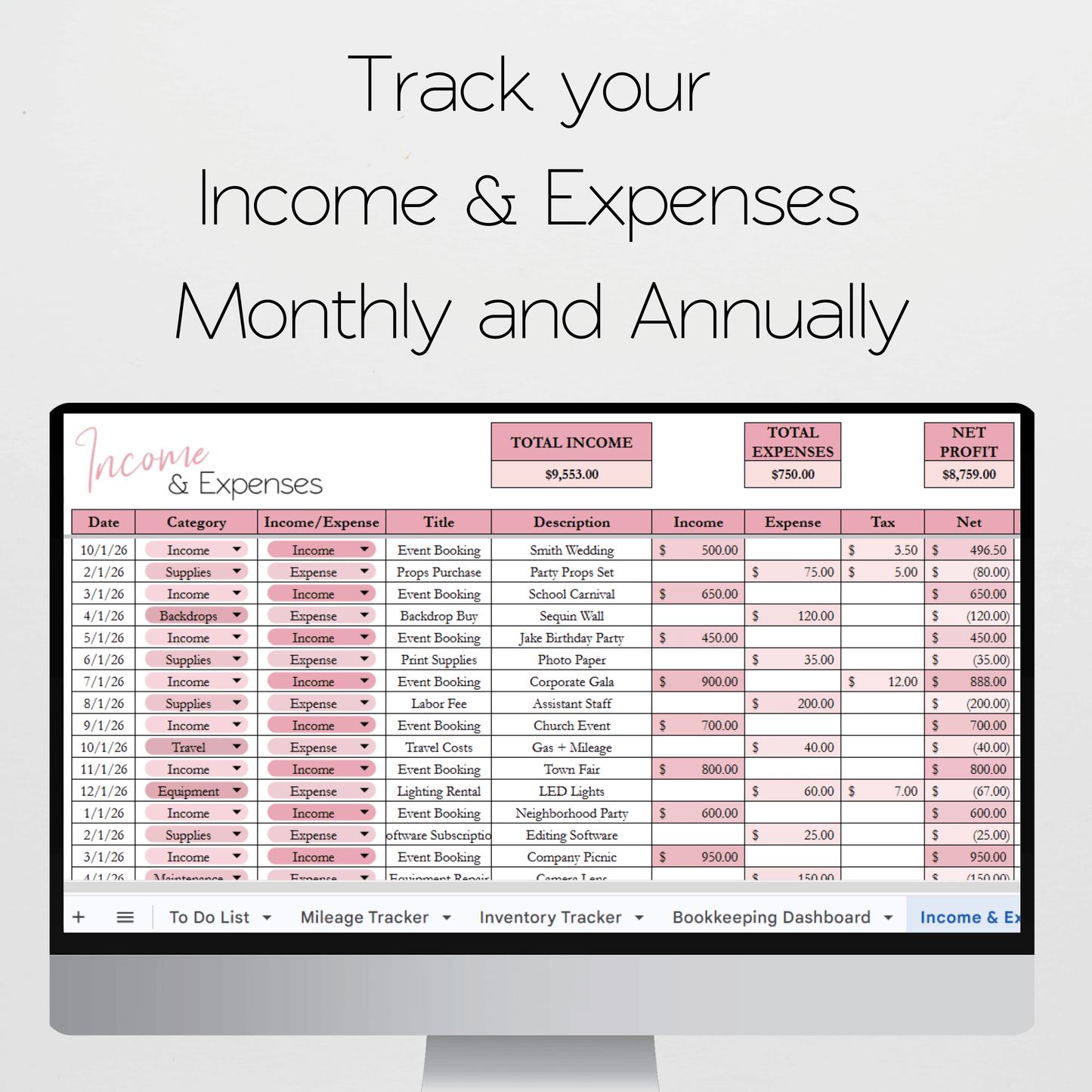Photo Booth Business Planner Template Bundle Google Sheet and Excel Spreadsheet  - How to Organize and Manage your Business
