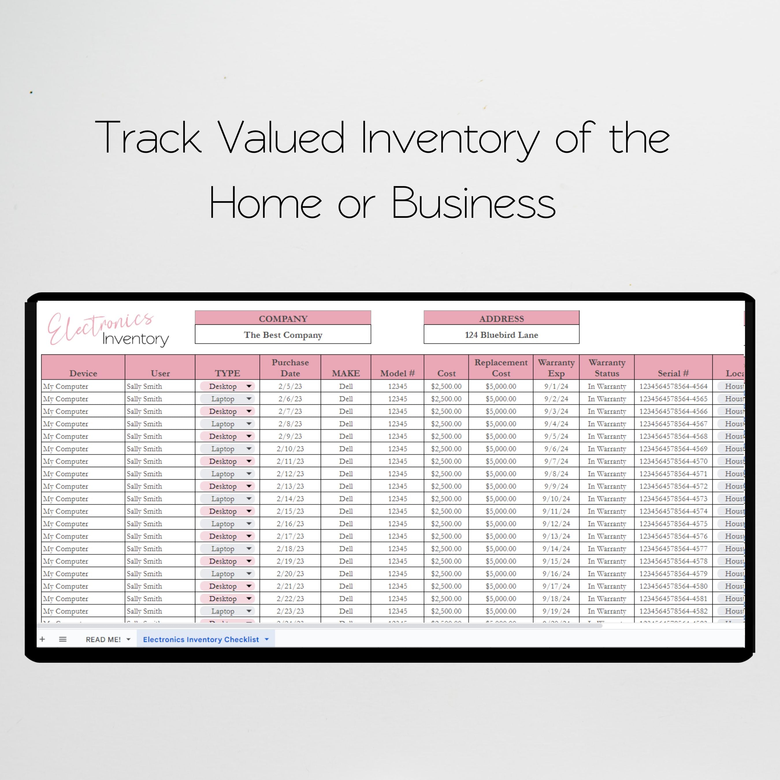 Electronics Inventory Tracker Template Google Sheets Excel Spreadsheet ...