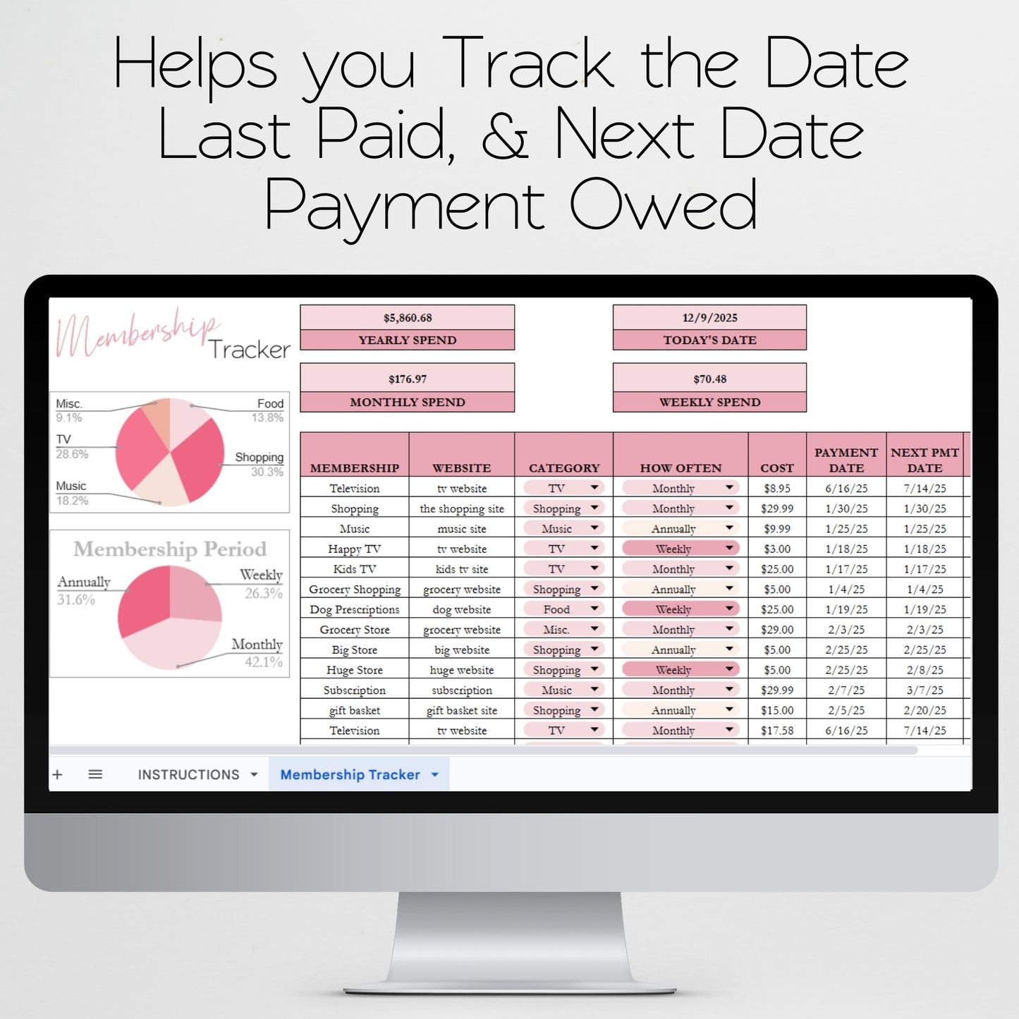 Membership Tracker Template Google Sheet and Excel Spreadsheet