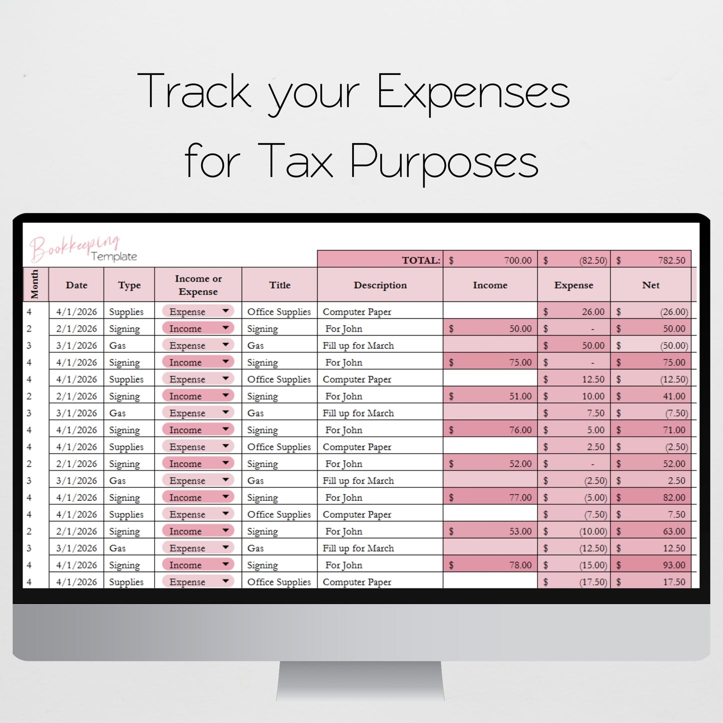 Notary Bookkeeping Template Google Sheets and Excel Spreadsheet