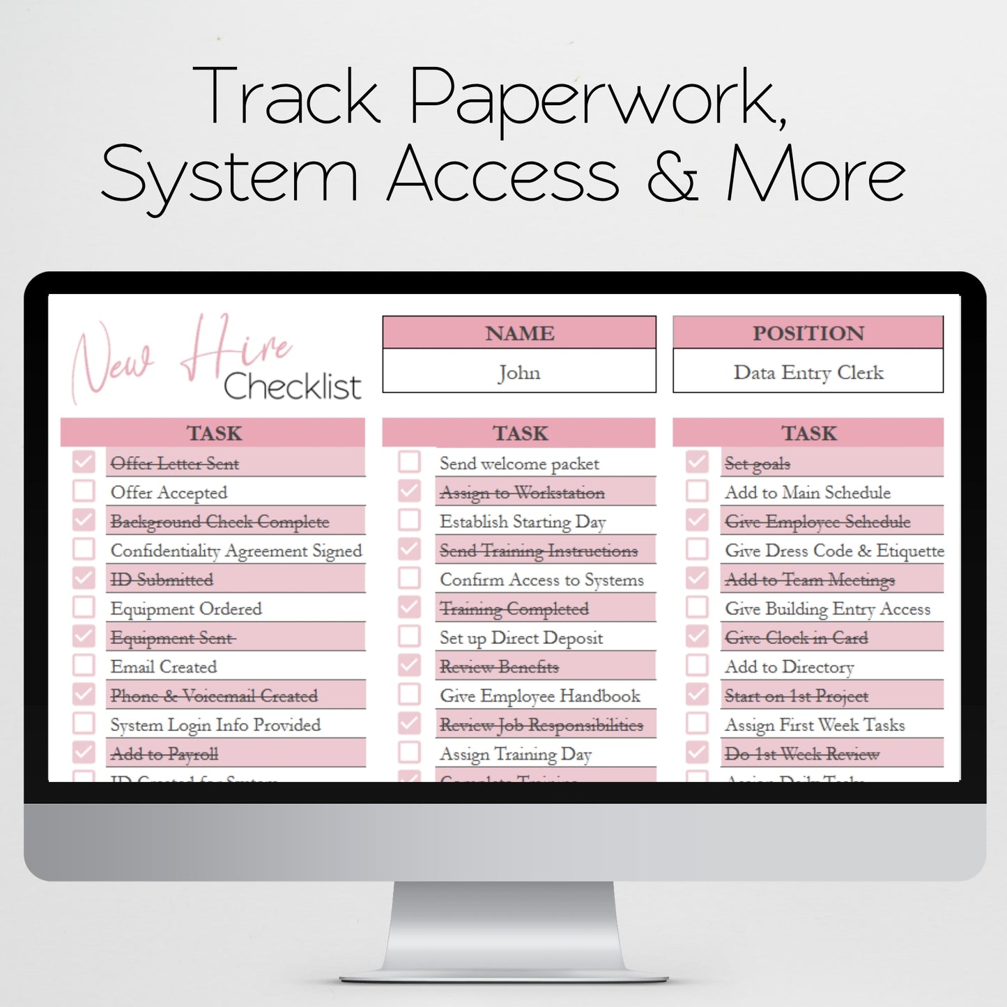 New Hire Checklist Template for Google Sheets and Excel Spreadsheet