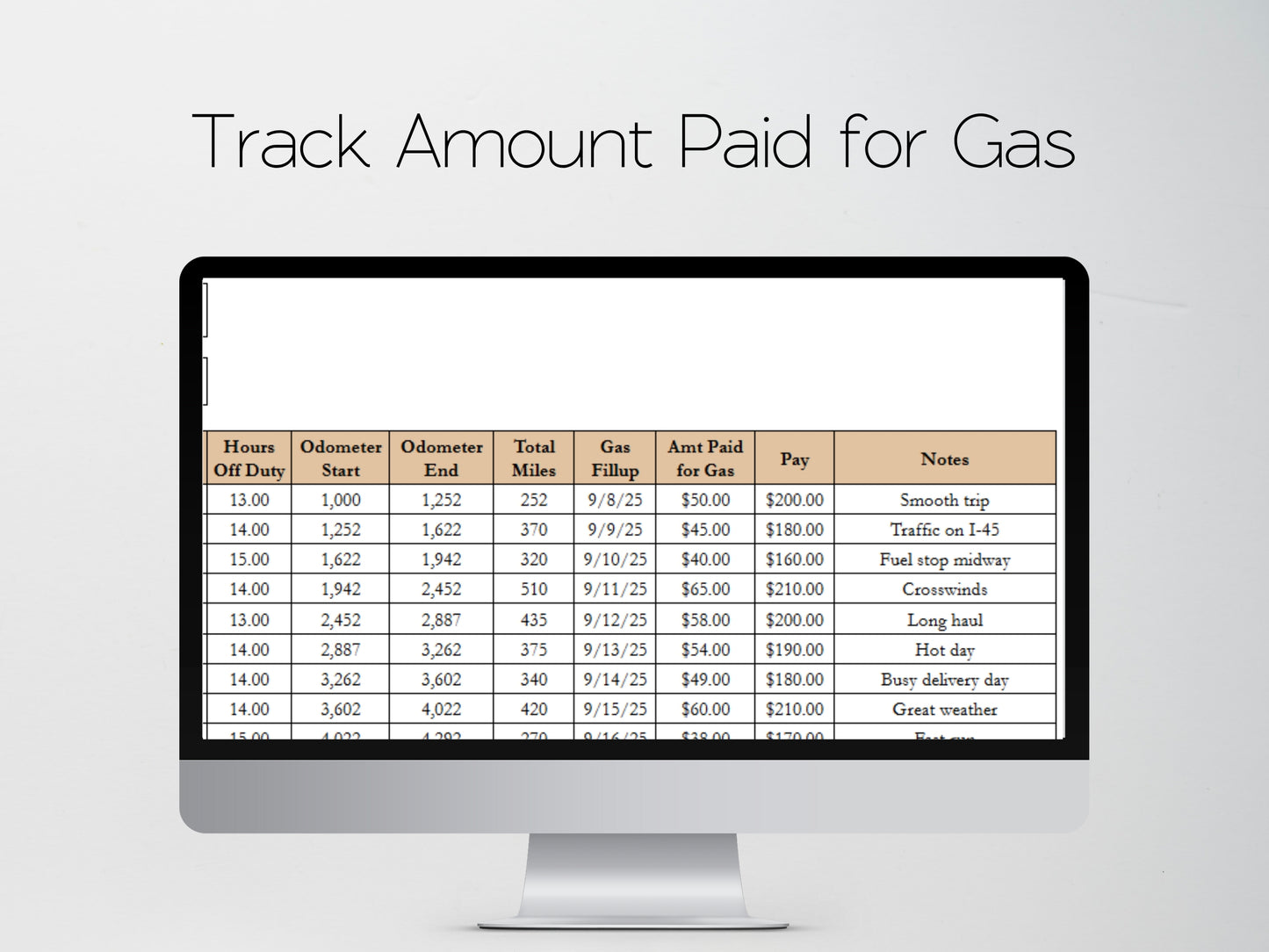 Trucker Log Sheet Template Google Sheets and Excel Spreadsheet