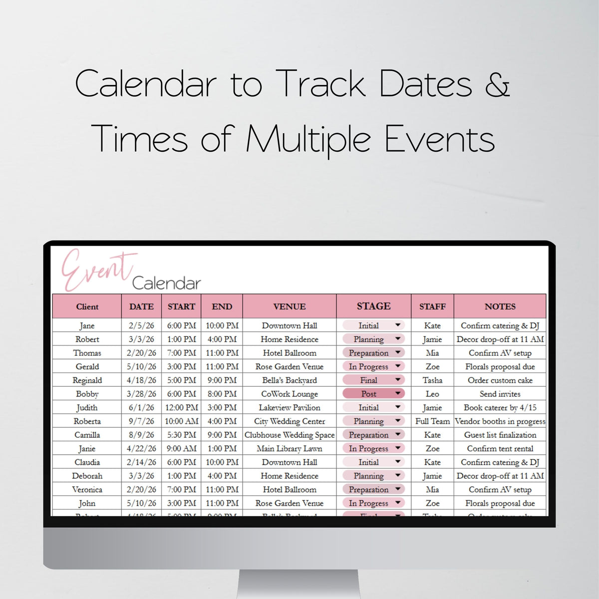 Wedding Planner Business Template Bundle | Client Wedding Organizer & Business Tracker Google Sheets & Excel Spreadsheet for Coordinators & Event Planners