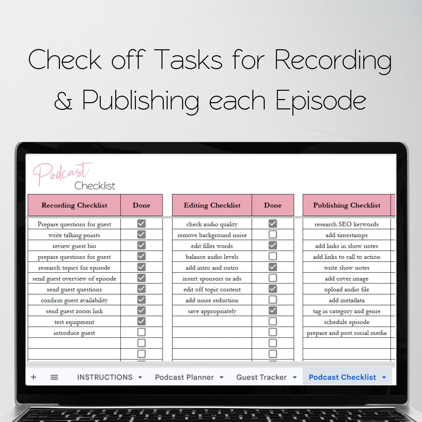 Podcast Planner Template Google Sheets