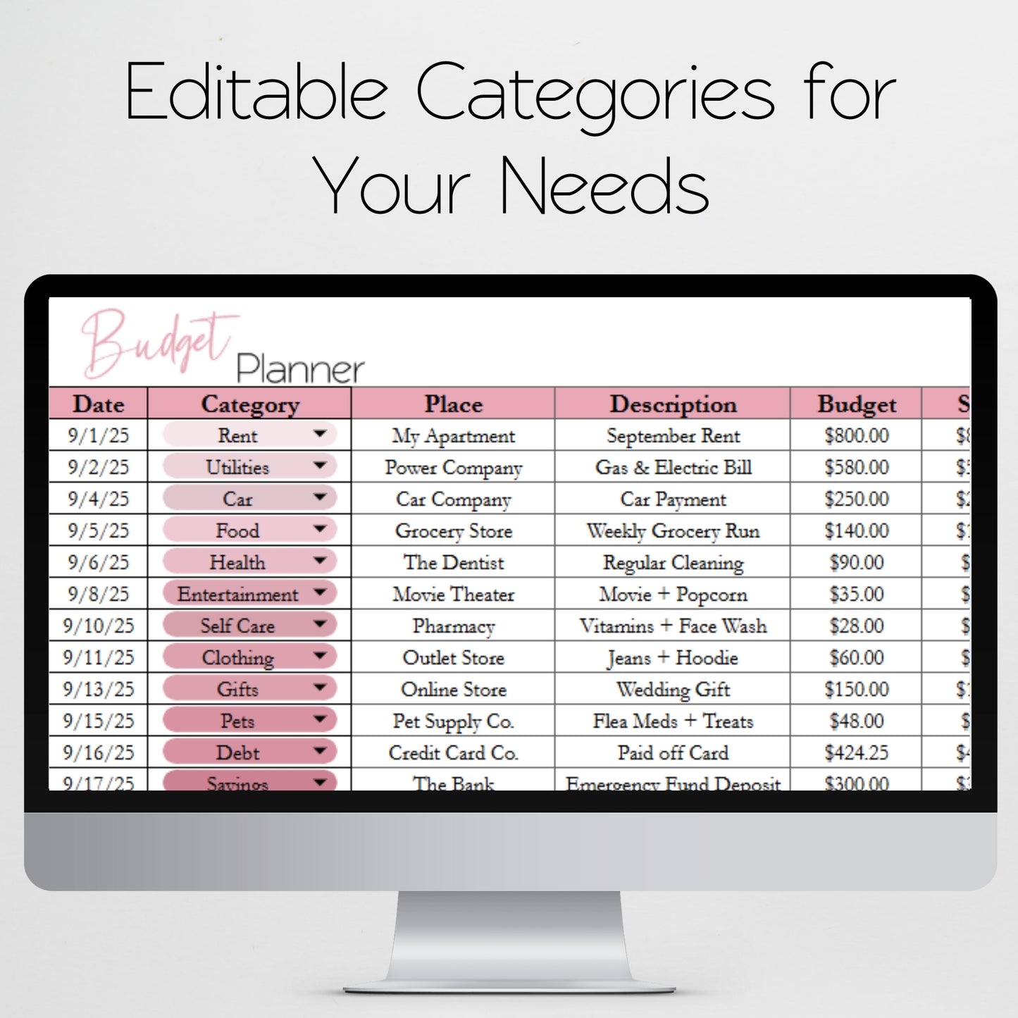 Budget Planner Template Google Sheets and Excel Spreadsheet