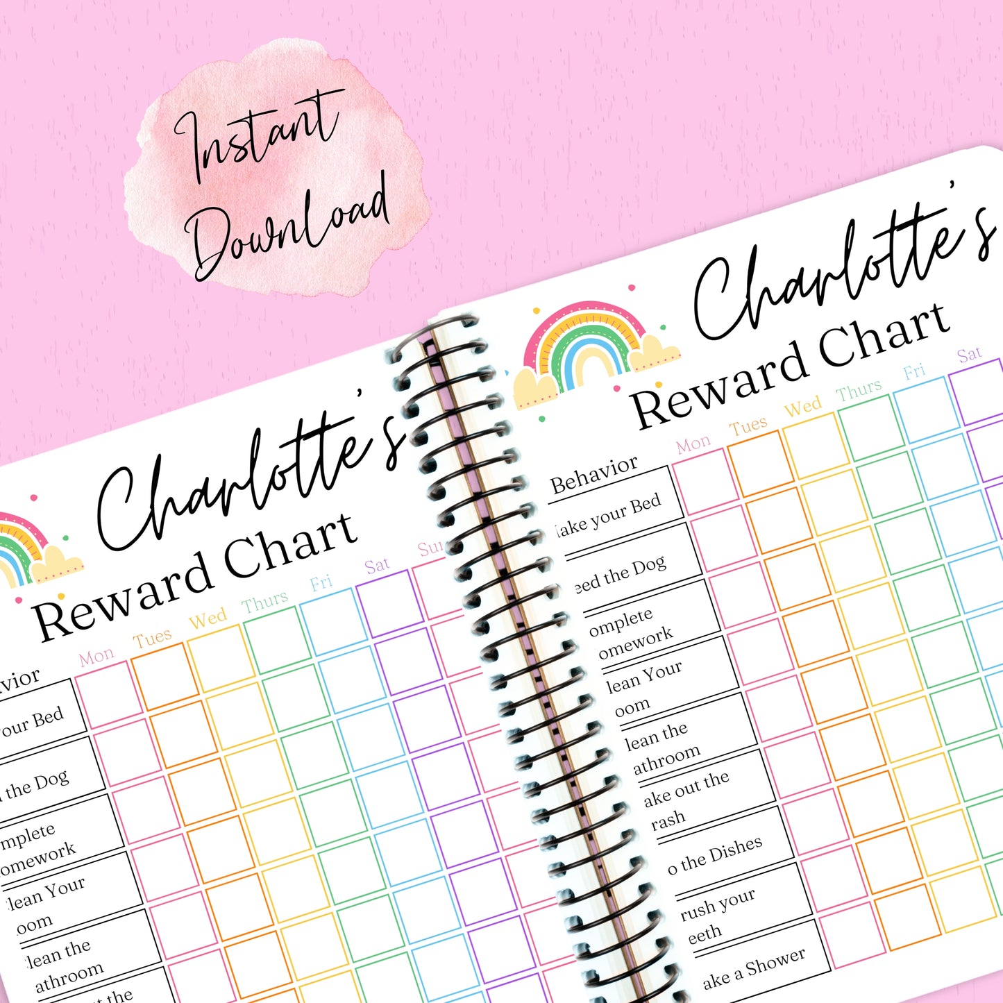 Reward Chart for Kids Printable Template in Canva, Editable Template