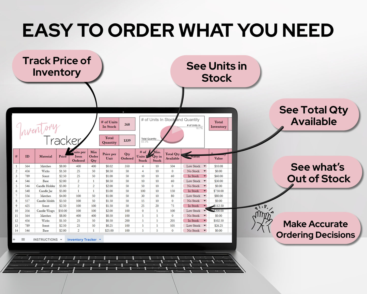Inventory Tracker Spreadsheet | Inventory Management Template with Stock, Supplier & Purchase Order Tracking for Small Business