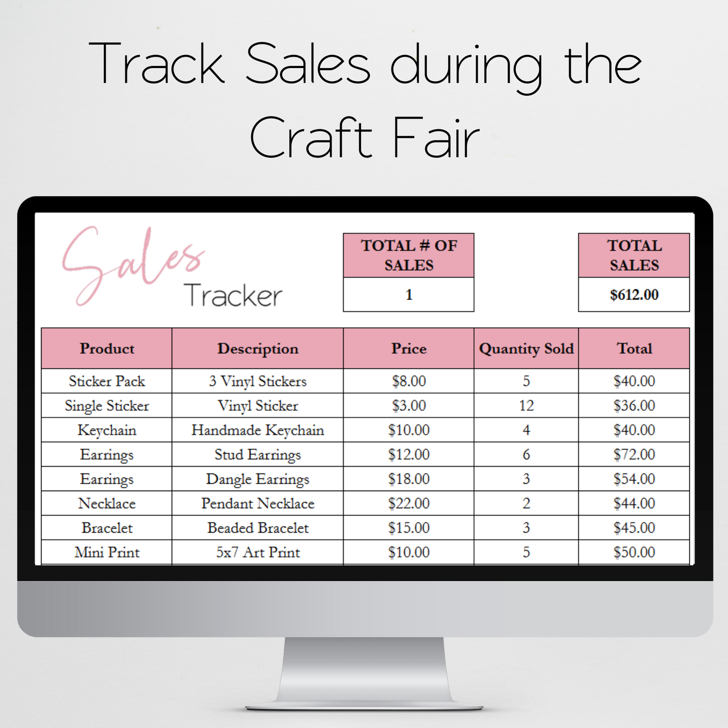 Craft Fair Tracker Template Bundle Google Sheets and Excel Spreadsheet
