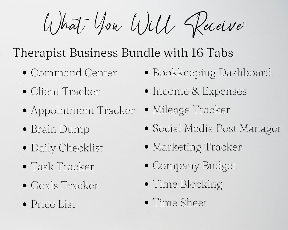 Therapist Business Planner Spreadsheet Bundle | Client Tracker, Bookkeeping & Practice Management Templates | Google Sheets & Excel