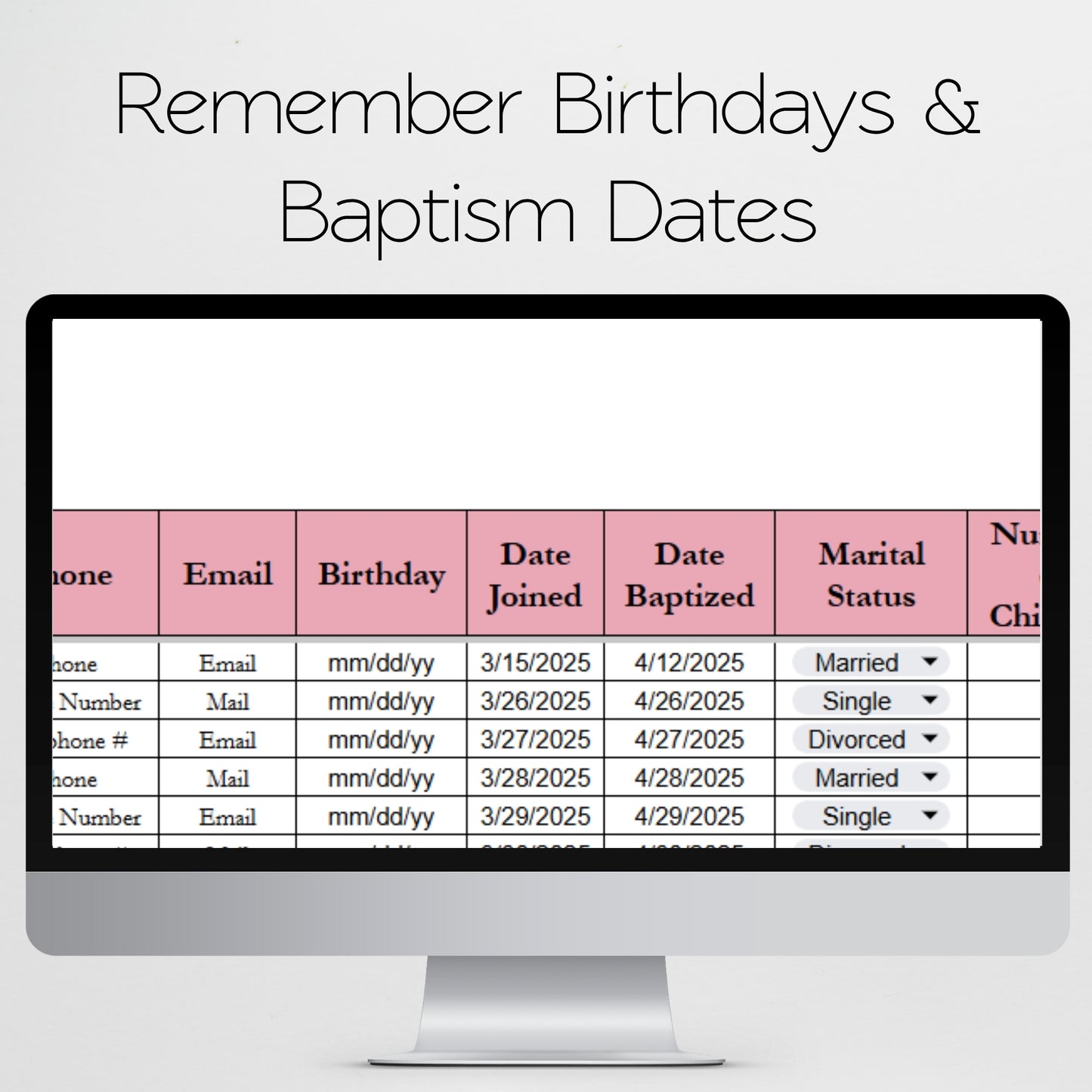 Church Membership Record Google Sheet and Excel Spreadsheet